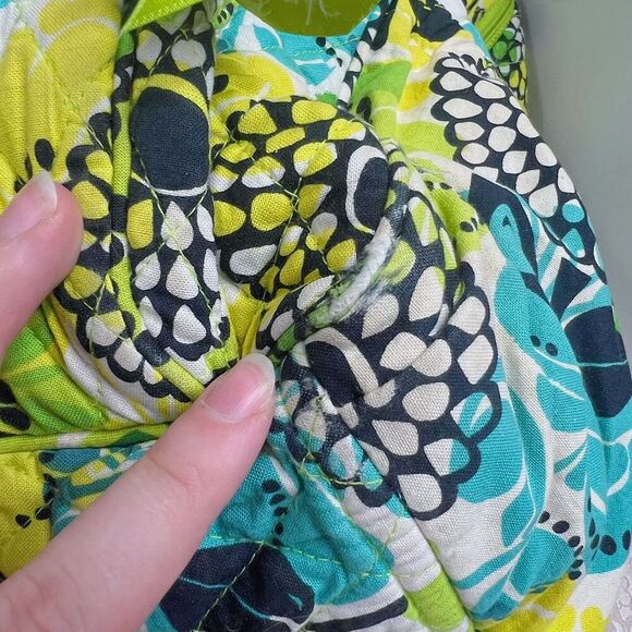 Vera Bradley Retired Limes Up Green Quilted Patterned Backpack Laptop Bag - Picture 10 of 13